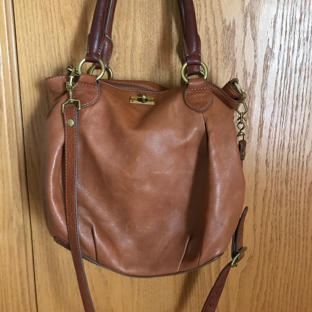 Leather J. crew crossbody hobo bag
